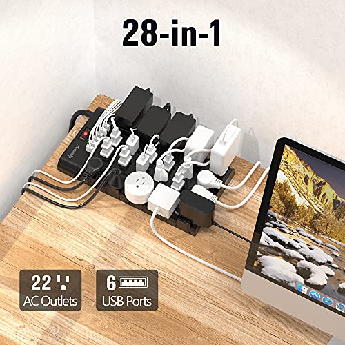 SUPERDANNY Surge Protector with 22 AC Outlets and 6 USB Charging Ports