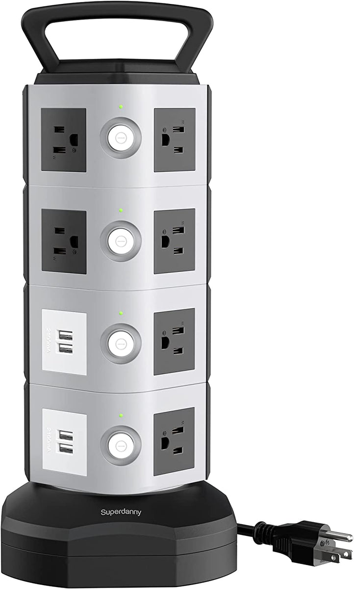 Surge Protector Power Strip Tower 4.2A 4 USB Prots 3/4/5 Layers – SUPERDANNY