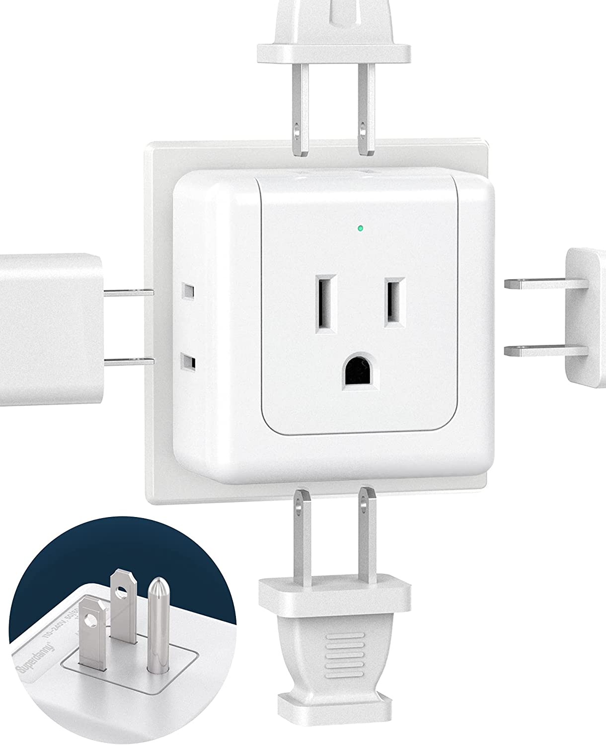 Multi Plug Outlet Extender 5-in-1 Wall Expander 2 Pack