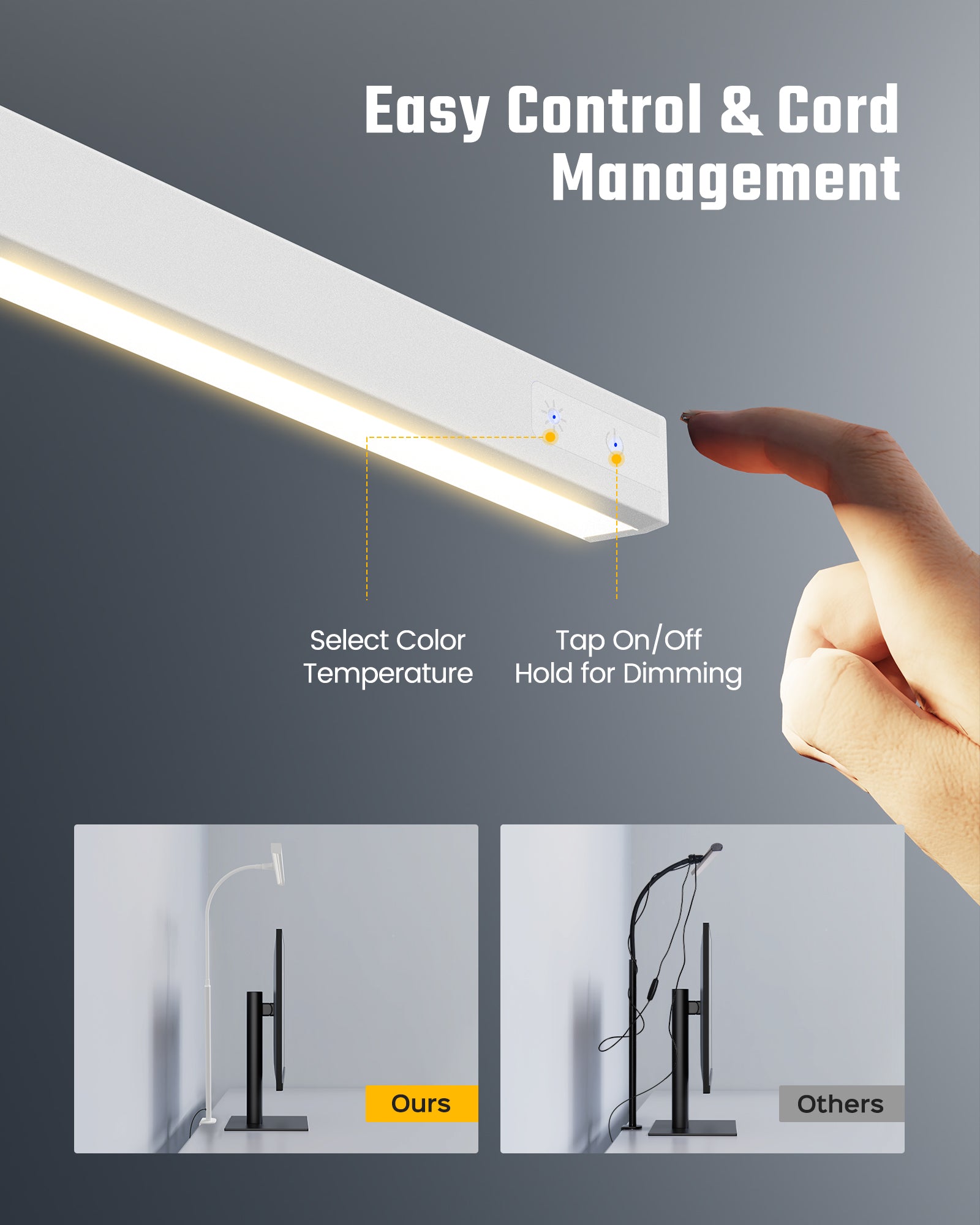 SUPERDANNY LED Desk Lamp for Office Home, Eye-Caring Desk Light with Adjustable Gooseneck, 12W Touch Control Dimmable Brightness, Architect Clamp Lamp with USB Adapter for Reading Study Workbench White