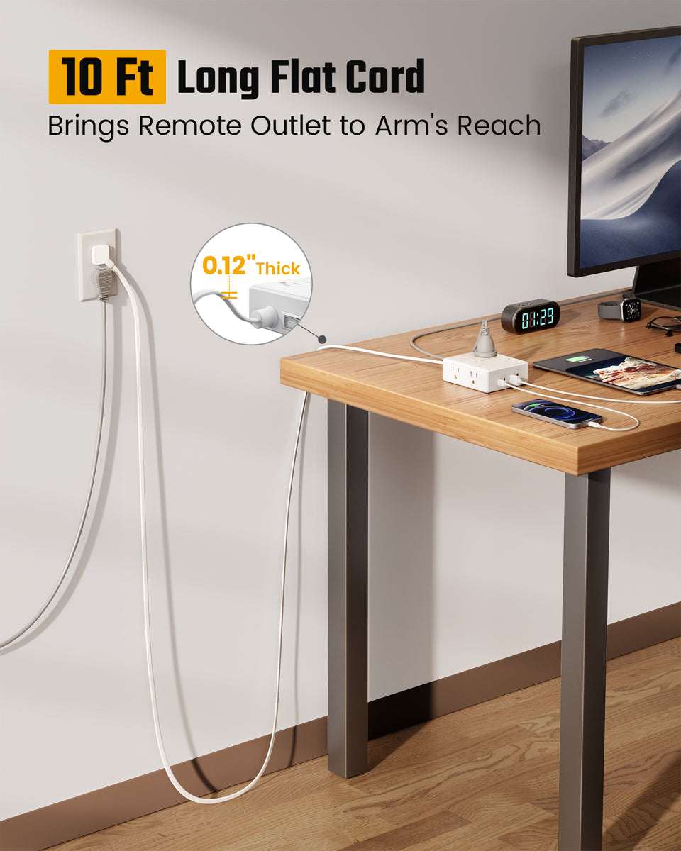 Extension Cord with Multiple Outlets, Flat Plug Surge Protector Power ...