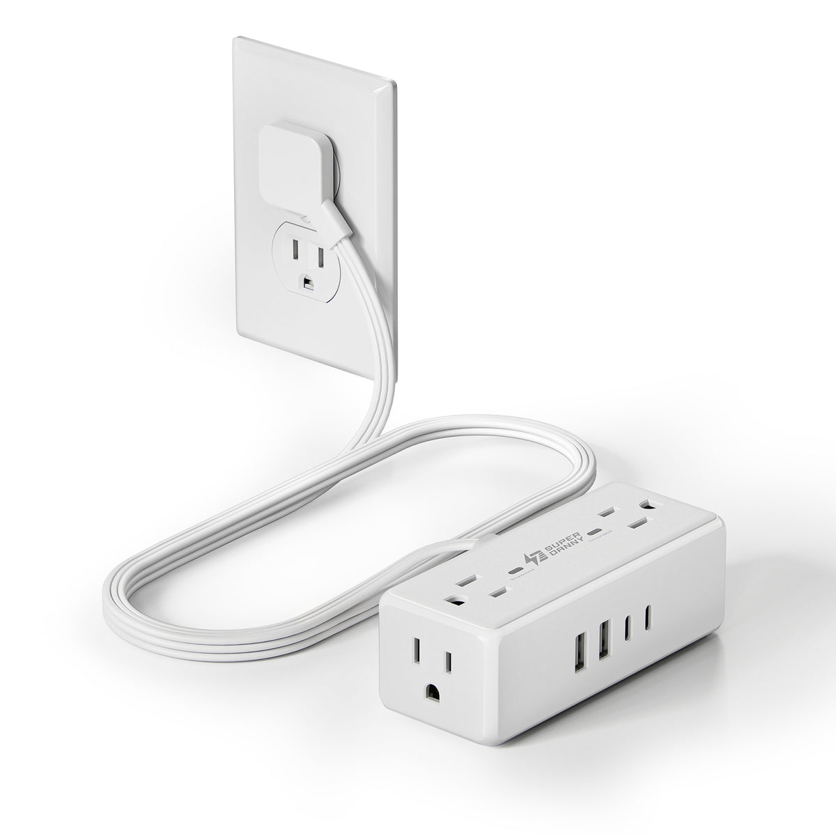 3Ft Extension Cord with Multiple Outlets, Flat Plug Surge Protector Po ...