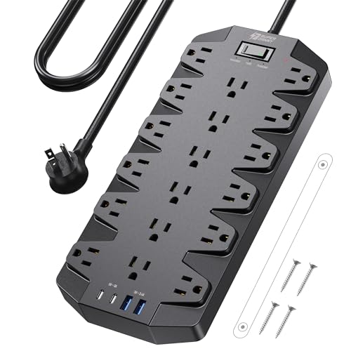 18 Outlet Surge Protector Power Strip with 2 USB C & 2 USB A