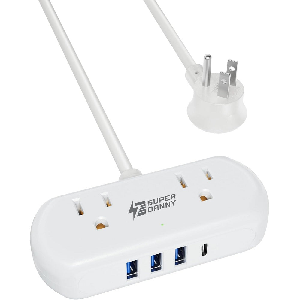 Mini Surge Protector with Wide-Spaced Outlets 3 USB-A & 1 USB-C