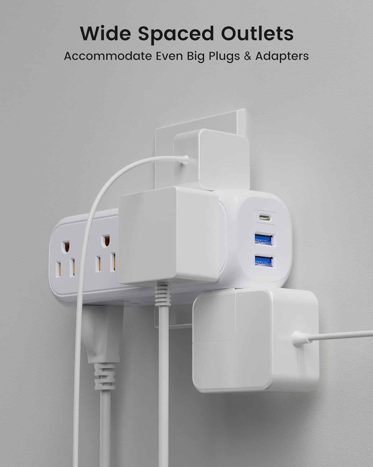 360° Rotating Surge Protector 9 AC Outlets 3 USB (1 USB C)