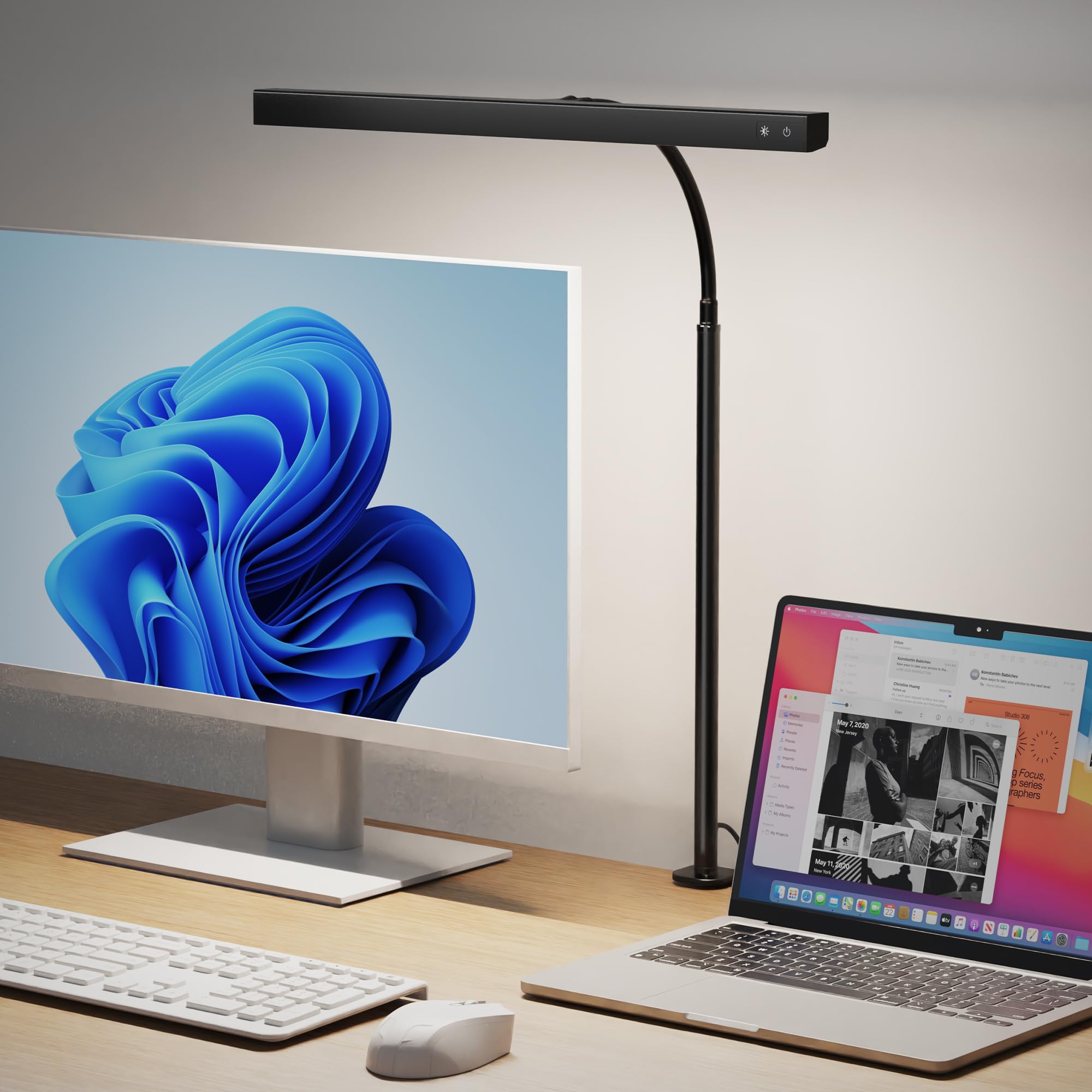 Light Control Desk Light SUPERDANNY LED Desk Lamp for Office Home, Eye-Caring Desk Light with A