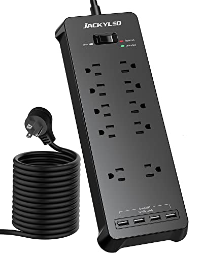 Wide-Spaced 10 AC Outlets Mountable Power Strip 2100 Joule