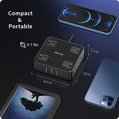 Mountable Power Strip Surge Protector with 8 Outlets and 3 USB Ports