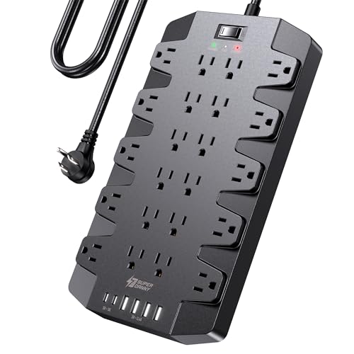 Upgraded Surge Protector with 22 Outlets 2 USB-C and 4 USB-A
