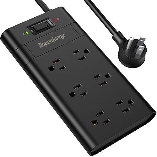 Surge Protector Power Strip with Flat Plug  Wide Spaced 1050J