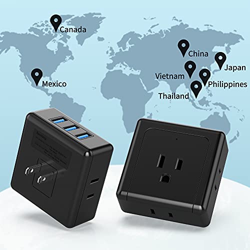 SUPERDANNY Multi Plug Outlet Extender with 3 USB Ports