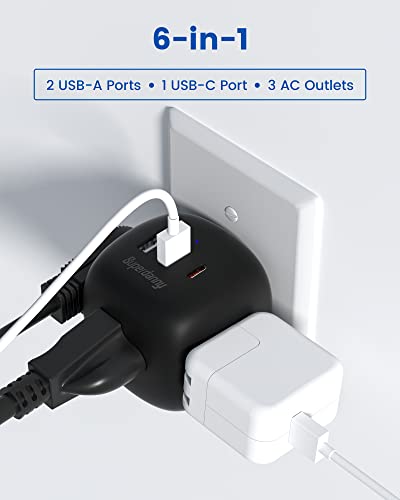 SUPERDANNY USB-C Wall Plug 6-Port Charging Cube