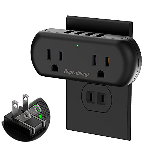 Multi Plug Outlet Extender with 2 AC Outlets and 4 USB Port
