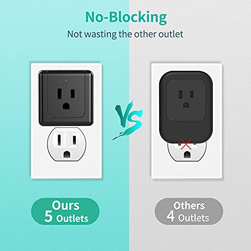 Multi Plug Outlet Extender 5-in-1 Wall Expander 2 Pack