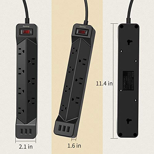 16.4 FT Power Strip Surge Protector with 3 USB Ports 1050J