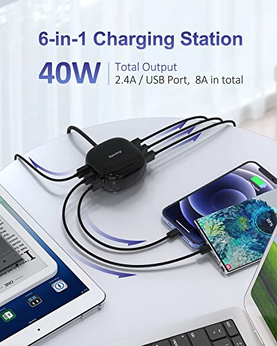 SUPERDANNY Multi USB Charger with 6 Ports Desktop USB Charging Station